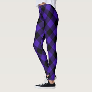 Black Blue Plaid Leggings