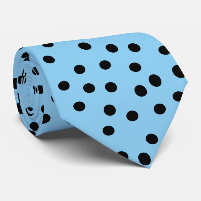 Black blue polka dot pattern tiled  tie (Rolled)