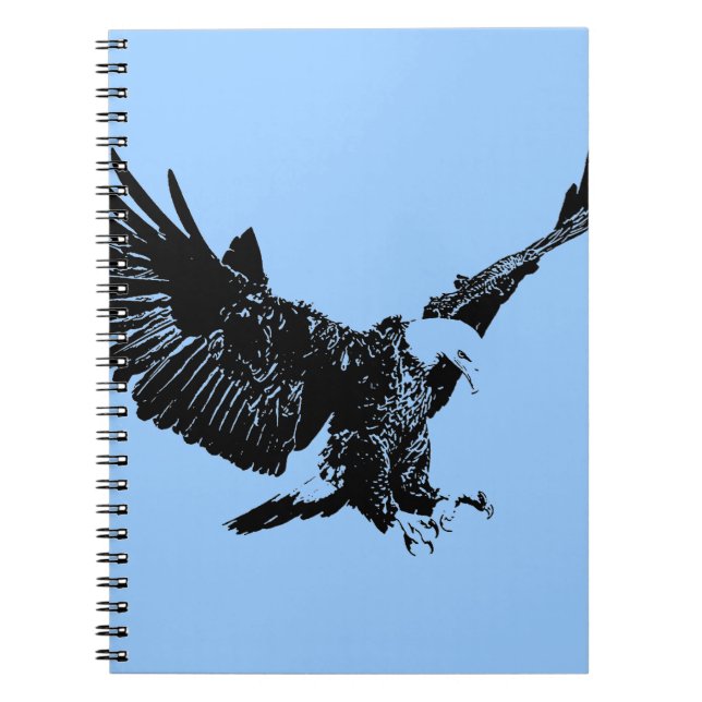 Black & Blue Pop Art Eagle Notebook (Front)