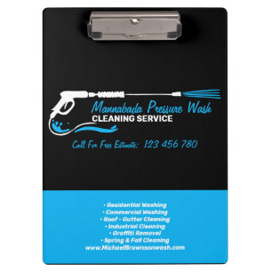Black Blue Pressure Washing Water Spray Clipboard