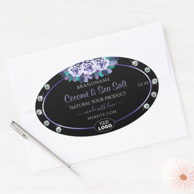 Black Blue Product Packaging Labels Diamonds Logo (Envelope)