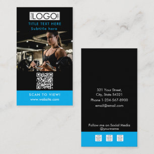 Black & Blue Promotional QR Code Business Logo Card