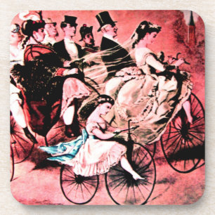 BLACK BLUE RED BICYCLE WEDDING PARTY COASTER