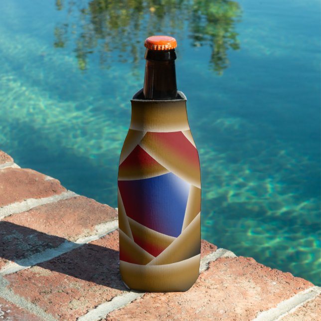 Black Blue Red Gold Ombre Abyss Abstract Art Bottle Cooler (In Situ Pool)