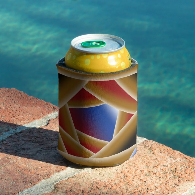 Black Blue Red Gold Ombre Abyss Abstract Art Can Cooler (In Situ Pool)