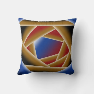 Black Blue Red Gold Ombre Abyss Abstract Art Cushion