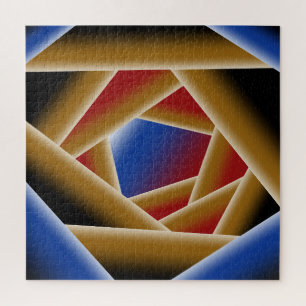 Black Blue Red Gold Ombre Abyss Abstract Art  Jigsaw Puzzle