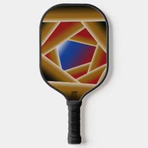 Black Blue Red Gold Ombre Abyss Abstract Art Pickleball Paddle