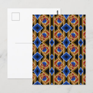 Black Blue Red Gold Ombre Abyss Abstract Art Postcard