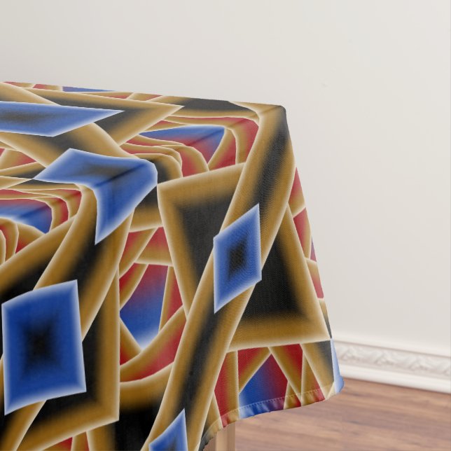 Black Blue Red Gold Ombre Abyss Abstract Art Tablecloth (In Situ)