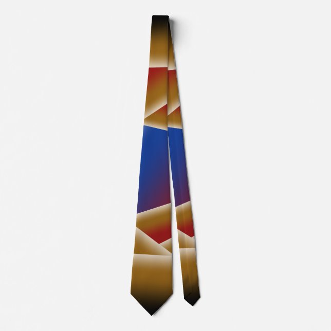 Black Blue Red Gold Ombre Abyss Abstract Art Tie (Front)