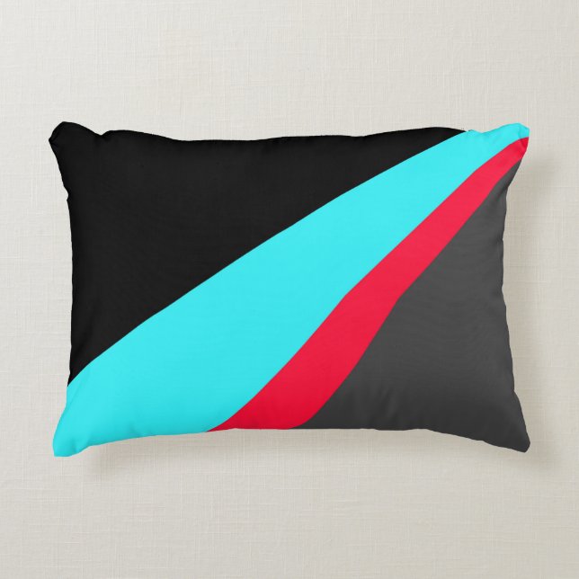 Black Blue Red Grey Pattern Decorative Cushion (Front)
