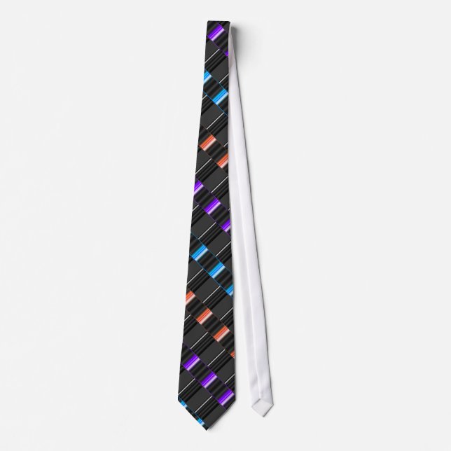 Black Blue Red Purple Striped Tie (Front)