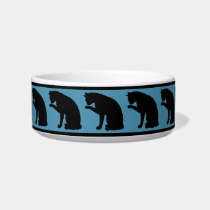 Black & Blue Silhouette Cat Bowl