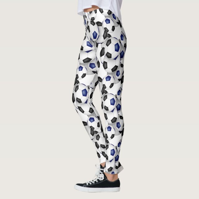 black blue soccer balls pattern leggings (Left)