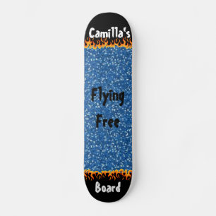 Black Blue Sparkle Background Cool Custom Skateboard