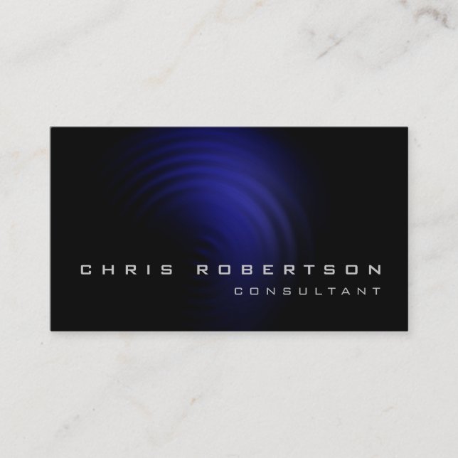 Black Blue Spiral Pattern Consultant Business Card (Front)
