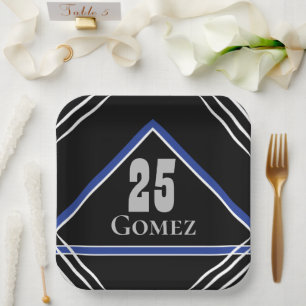 Black & Blue Sports Theme Paper Plate