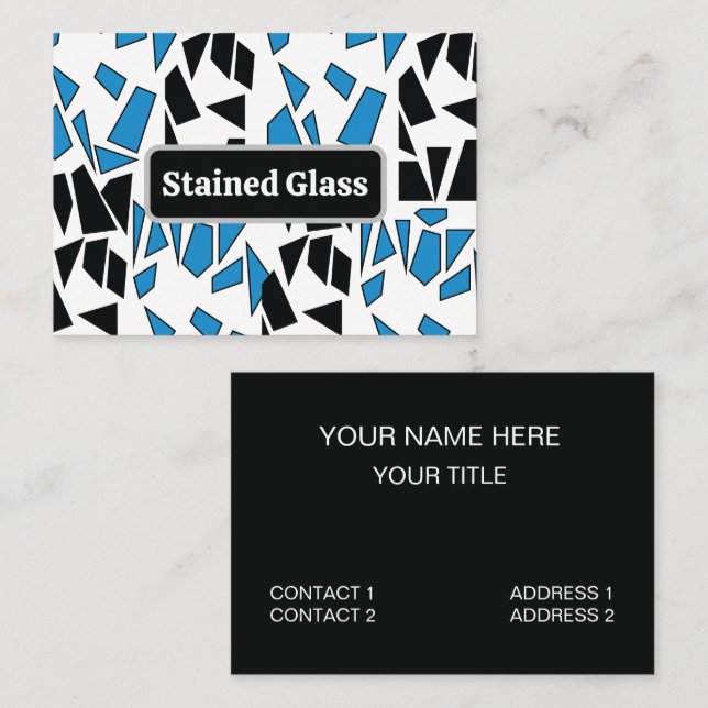 Black Blue Stained Glass Pattern Business Card (Front/Back)