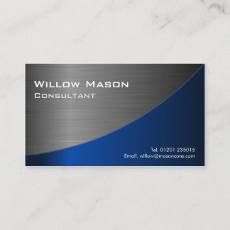 Black & Blue Stainless Steel Curved, Business Card
