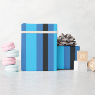 Black Blue Striped Pattern Wrapping Paper