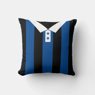Black & Blue Striped Sports Jersey Template Pillow