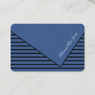 Black & Blue Stripes Faux Fold Over Business Card