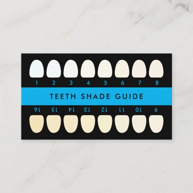 Black Blue Teeth Whitening Shade Guide Business Card (Front)