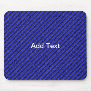 Black Blue Thin Diagonal Stripes Mouse Pad