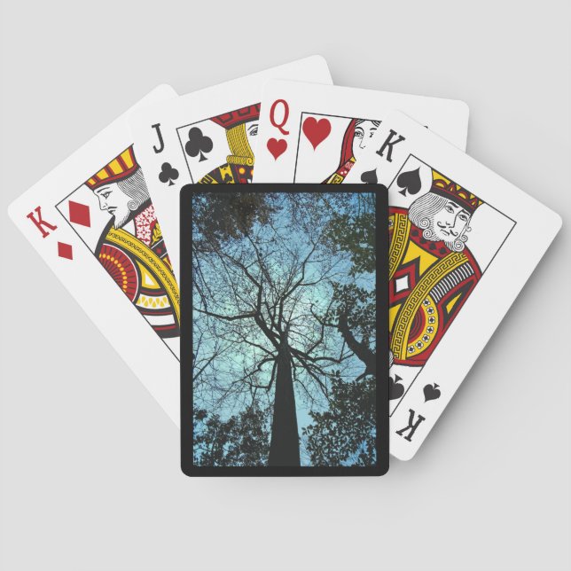 Black Blue Tree Nature Playing Cards (Back)