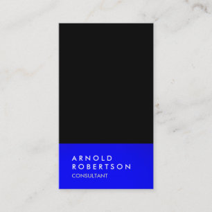 Black Blue Trendy Modern Minimalist Simple Business Card