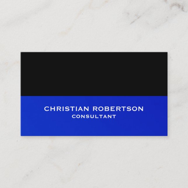 Black Blue Unique Modern Consultant Business Card (Front)