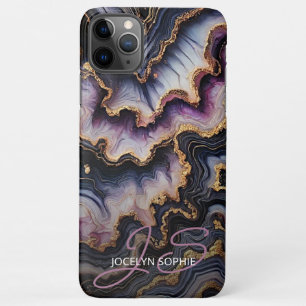 Black Blue Violet Purple Gold Marble Art Pattern iPhone 11Pro Max Case