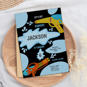 Black Blue Water Gun Invitations