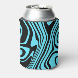 Black Blue Wavy Striped Can Cooler or Choose Colou