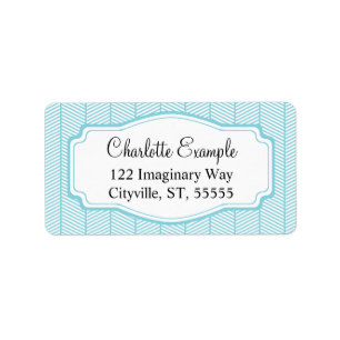Black Blue White Herringbone Classic Custom Label