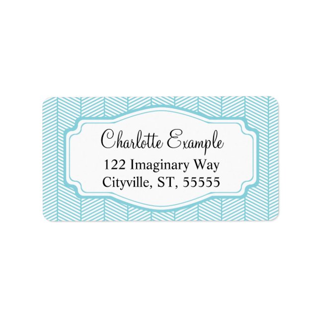 Black Blue White Herringbone Classic Custom Label (Front)