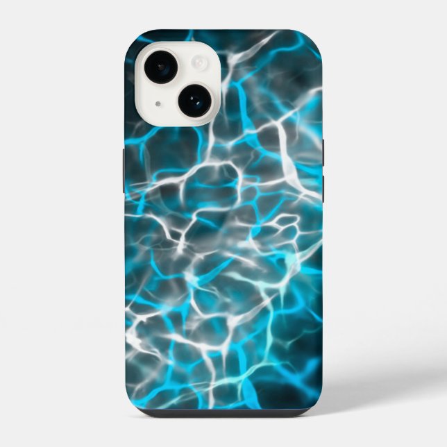 Black, Blue White Lightning Water Reflection    iPhone Case (Back)