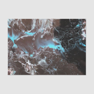 Black blue white marbled paint pattern tissue paper