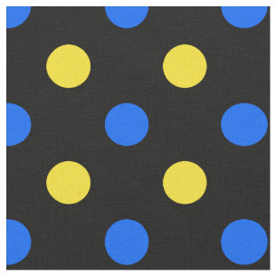Black Blue Yellow Polka Dots Design Fabric