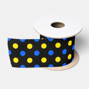 Black Blue Yellow Polka Dots Design  Satin Ribbon