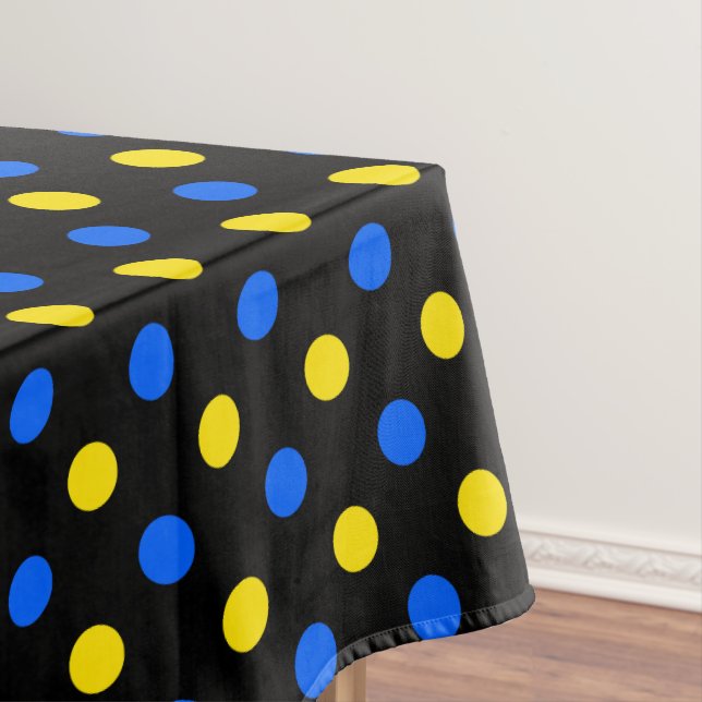 Black Blue Yellow Polka Dots Design  Tablecloth (In Situ)