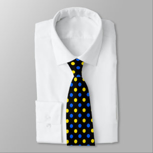 Black Blue Yellow Polka Dots Design Tie