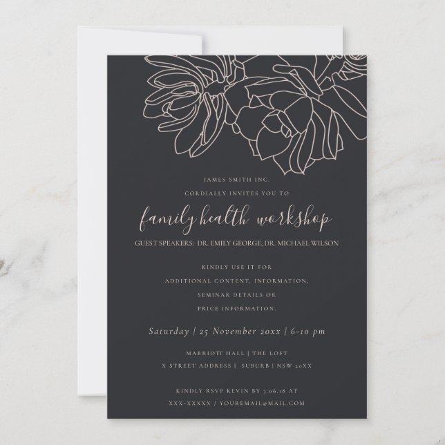 BLACK BLUSH DESERT CACTI SUCCULENT  WORKSHOP EVENT INVITATION (Front)