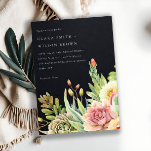BLACK BLUSH DESERT SUCCULENT CACTI FOLIAGE WEDDING INVITATION