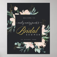 BLACK BLUSH FLORA WATERCOLOR BRIDAL SHOWER WELCOME