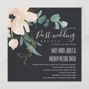 BLACK BLUSH GOLD FLORAL BUNCH POST WEDDING BRUNCH INVITATION