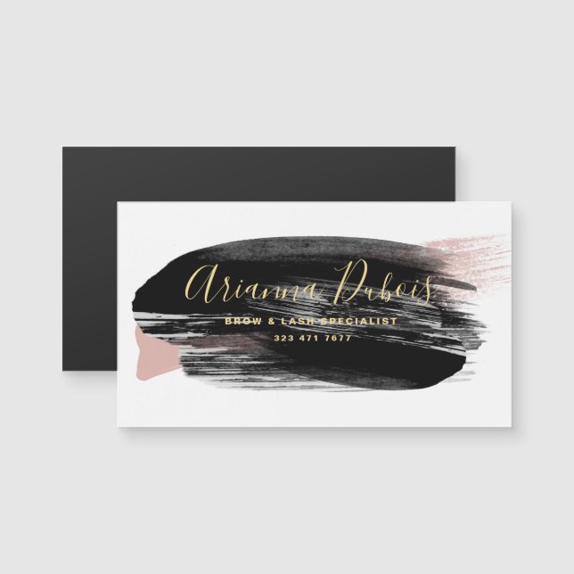 Black Blush Gold Watercolor Business Magnet Card (Front/Back)
