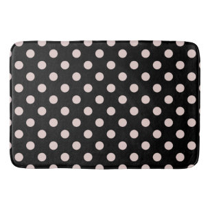 Black & Blush Light Pink Polka Dots Dot Bath Mat