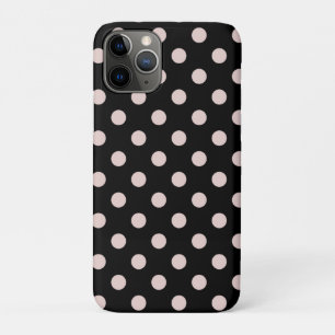 Black & Blush Light Pink Polka Dots Dot iPhone 11 Pro Case